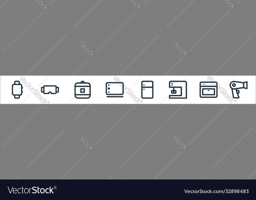 Electronic and device line icons linear set vector image Electronic and device line icons linear set