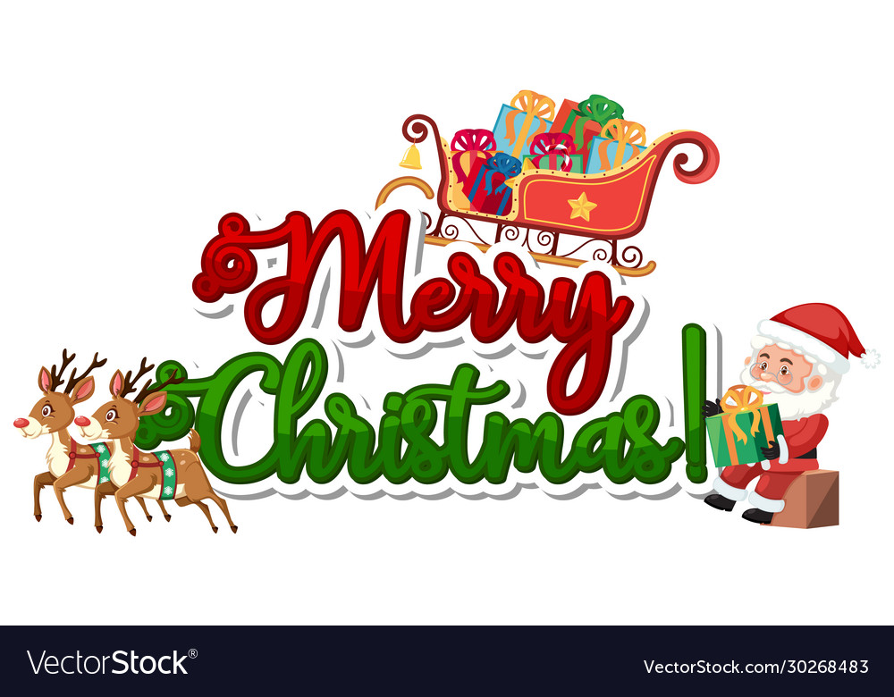 Font design template for merry christmas vector image Font design template for merry christmas