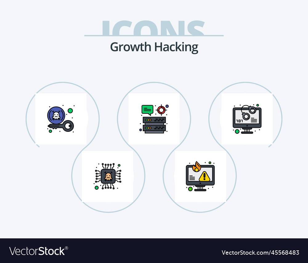 Hacking line filled icon pack 5 design