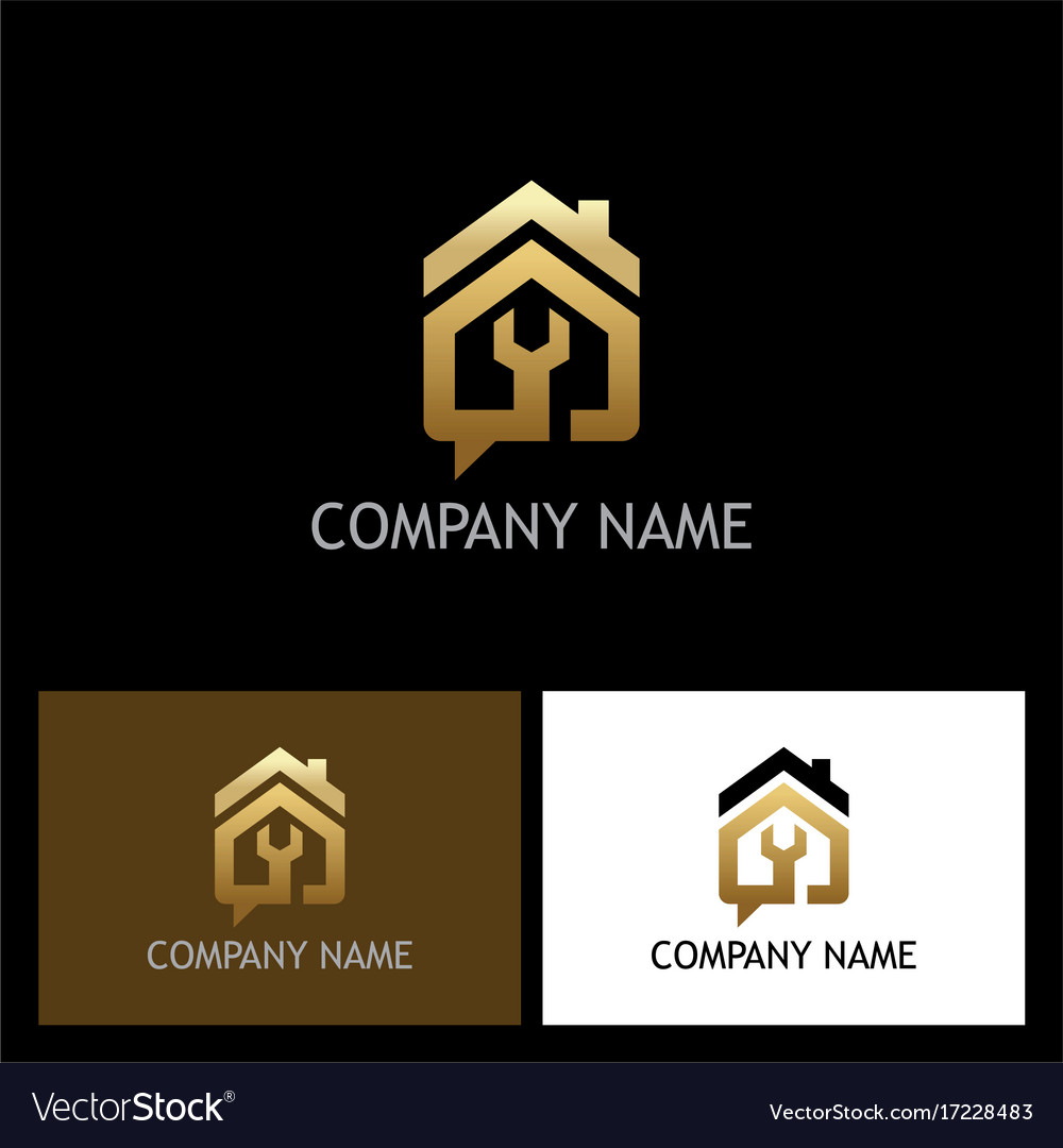 House repair gold logo Royalty Free Vector Image