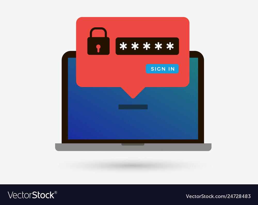 Laptop notebook password notification lock icon