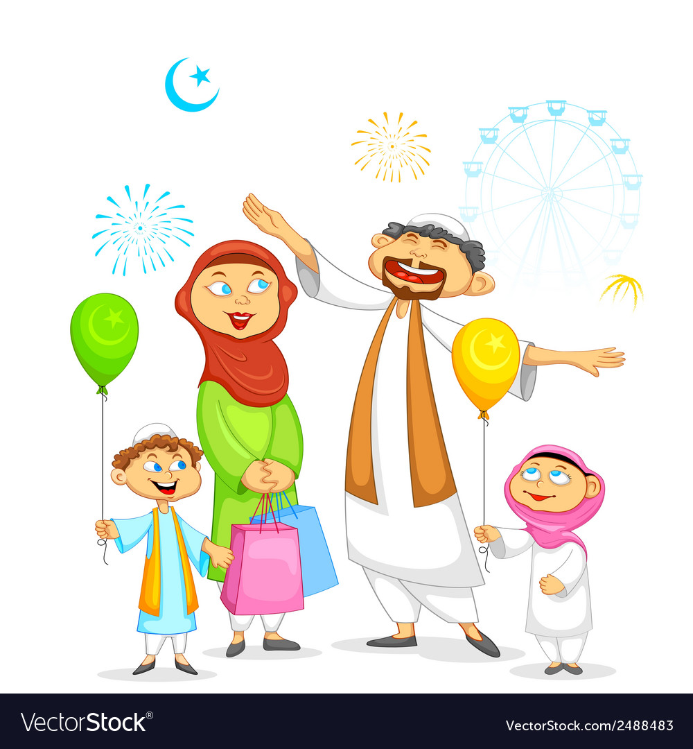 Muslim Family Celebrating Eid Royalty Free Vector Image