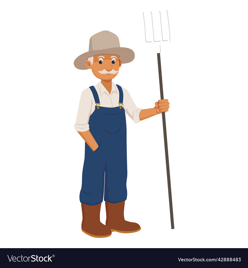 Old farmer cartoon high quality Royalty Free Vector Image