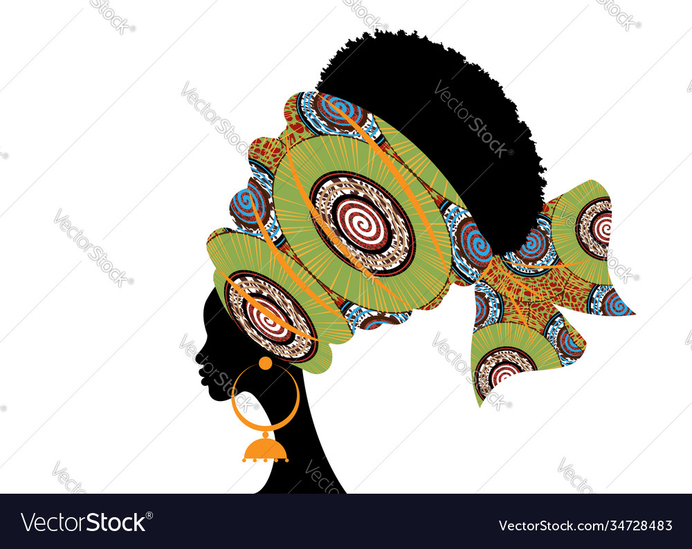 Portrait beautiful african woman in ethnic turban