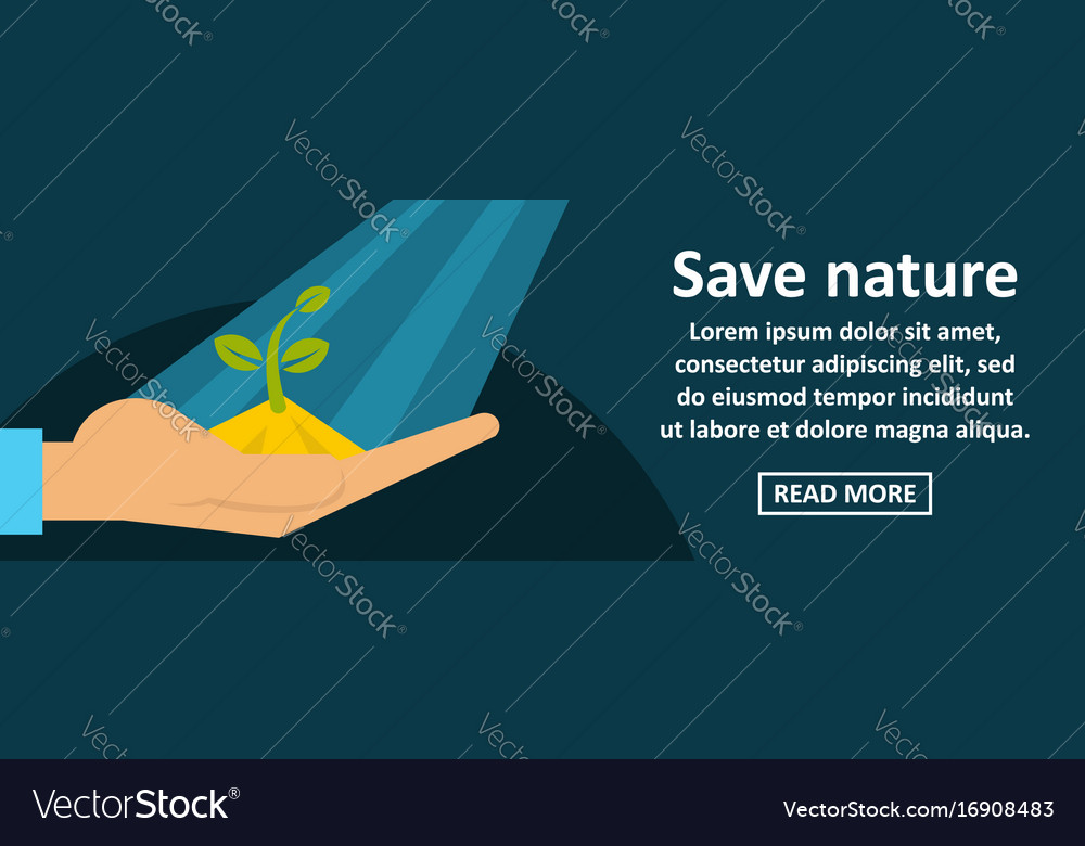 Save Nature Banner Horizontal Concept Royalty Free Vector