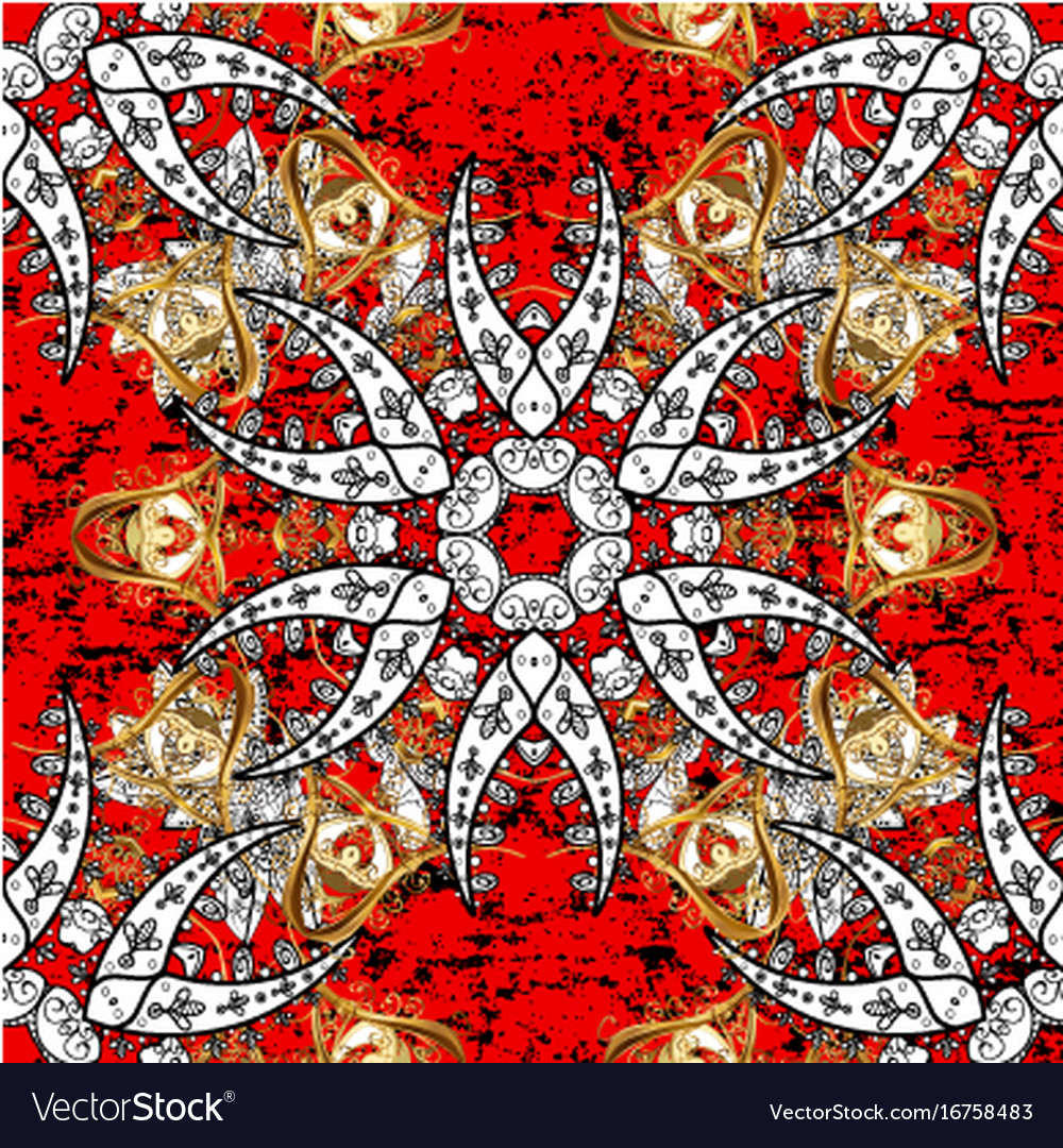 White pattern on red background