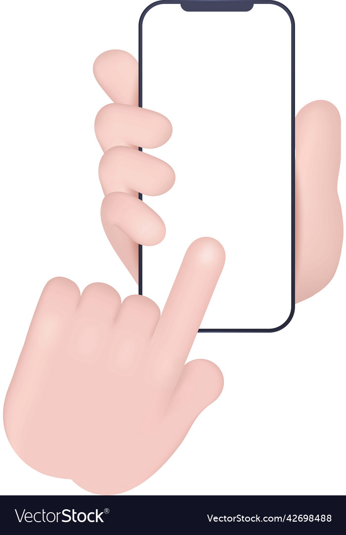 3d cartoon human hand with mobile phone