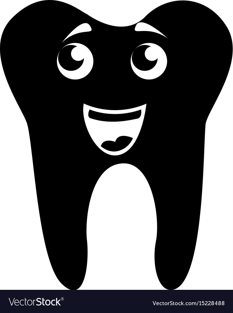 Black icon tooth cartoon