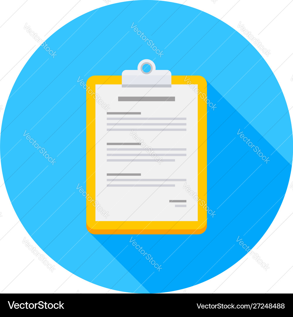 Clipboard document flat icon Royalty Free Vector Image