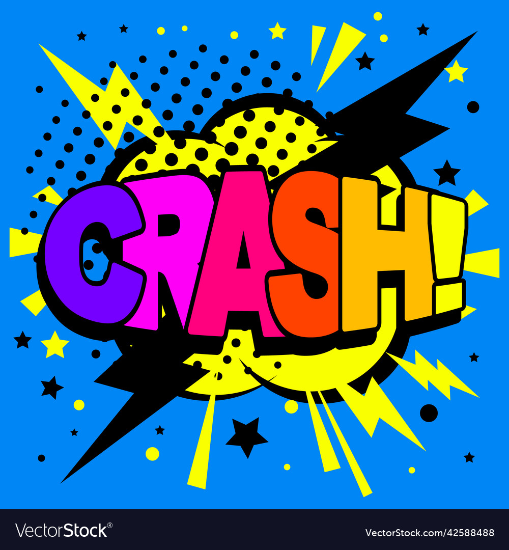 Crash rainbow text explosion effect blast comic Vector Image