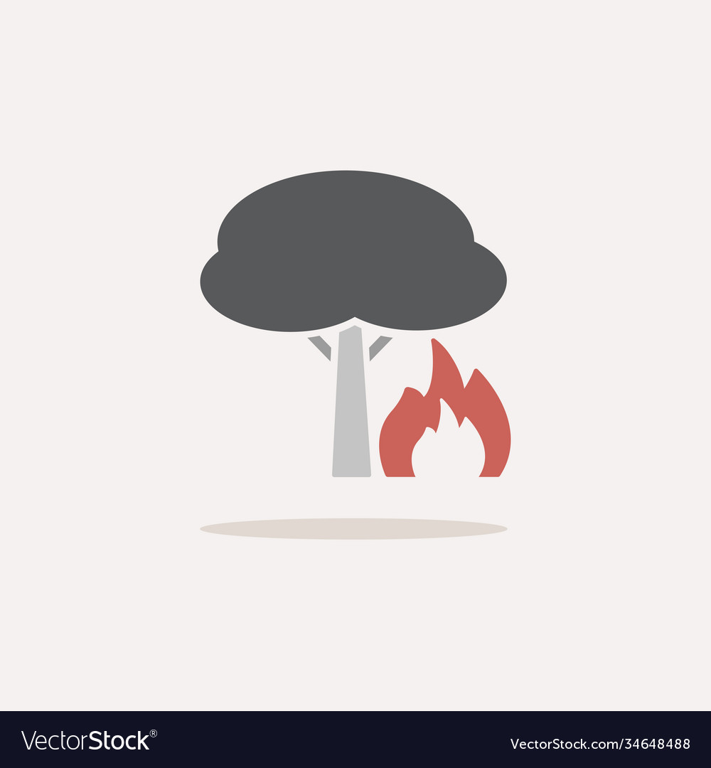 Fire and tree color icon with shadow weather