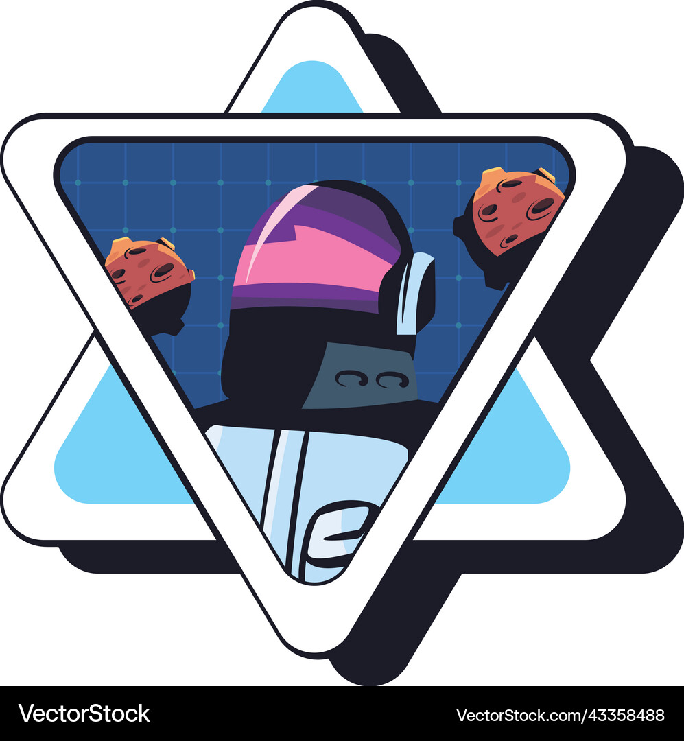 Flat astronaut emblem Royalty Free Vector Image