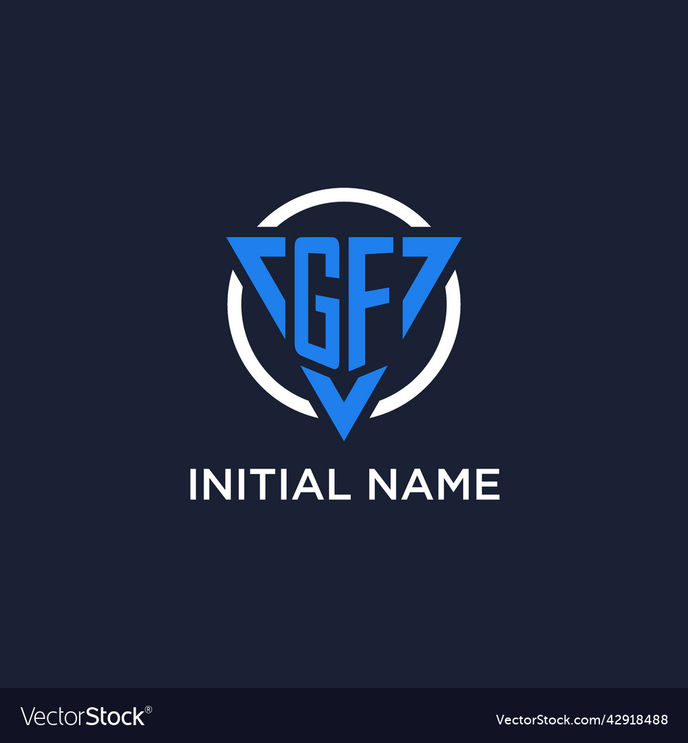 Gf monogram logo with triangle shape and circle
