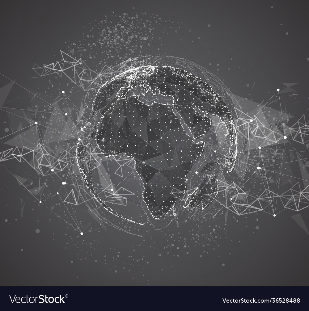 Globe planet earth from dots concept bigdata vector image Globe planet earth from dots concept bigdata