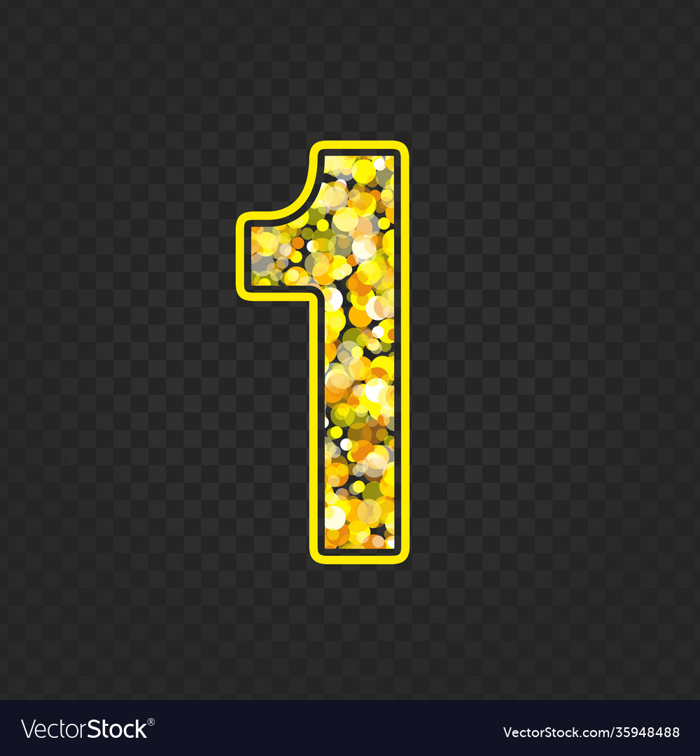 Gold glittering number 1