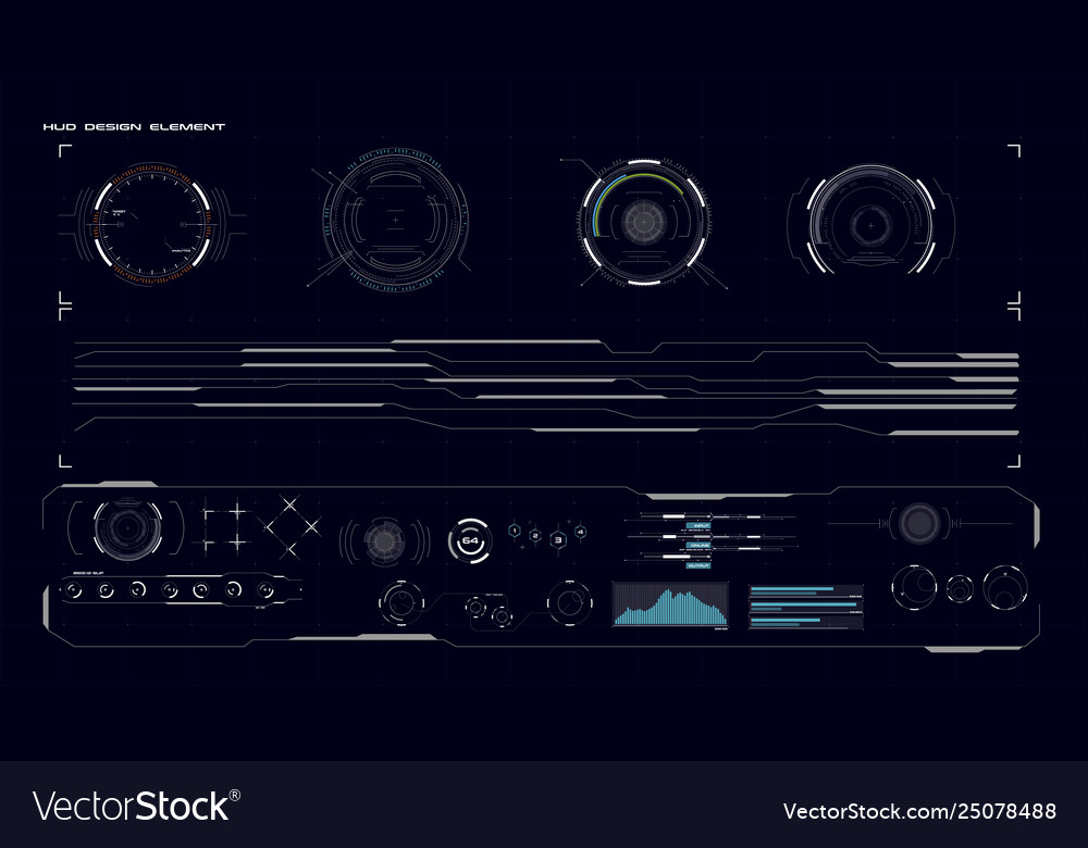 Hud gui collection element vector image Hud gui collection element