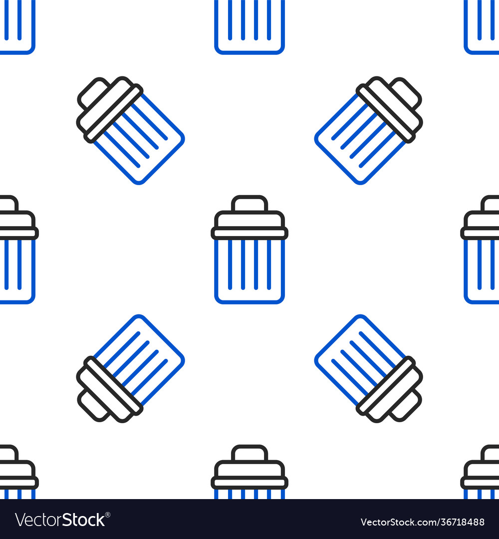 Line trash can icon isolated seamless pattern