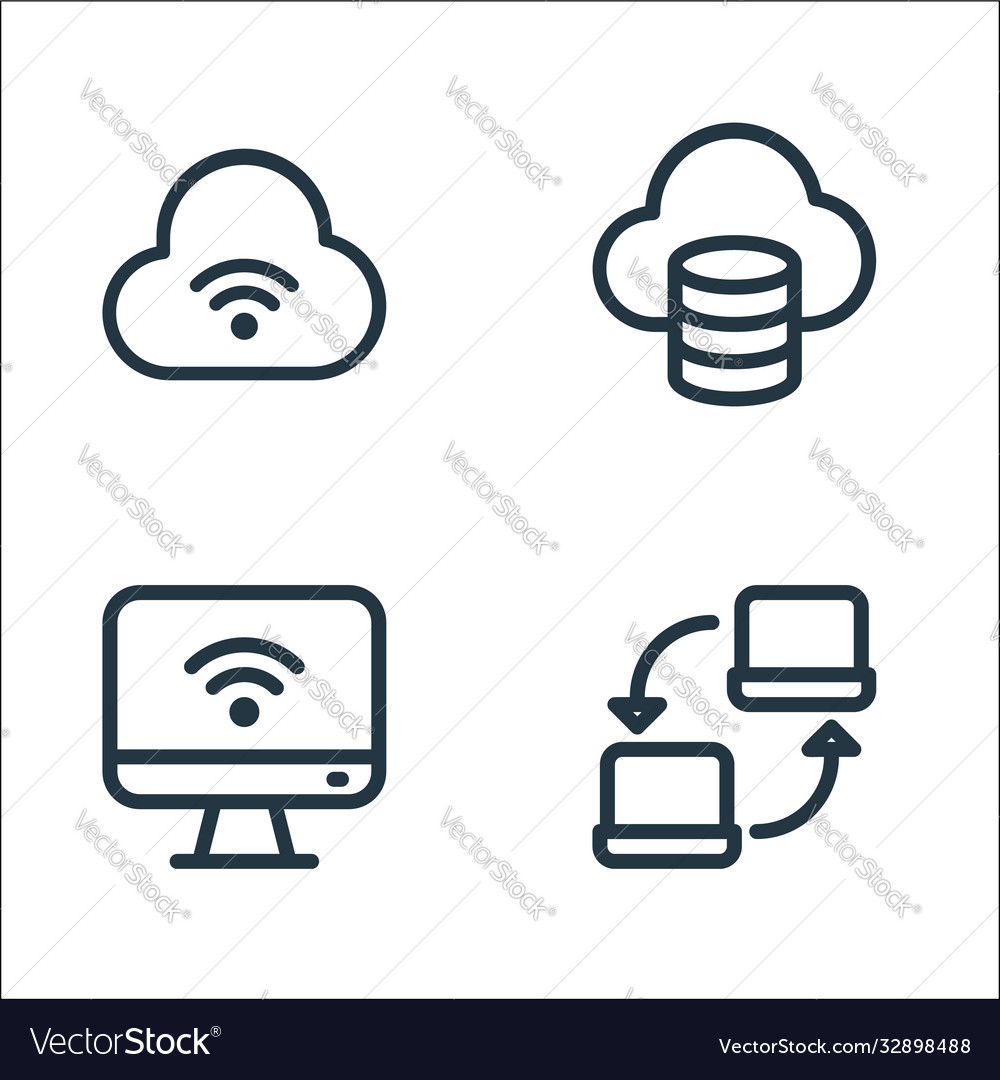 Network line icons linear set quality vector image Network line icons linear set quality