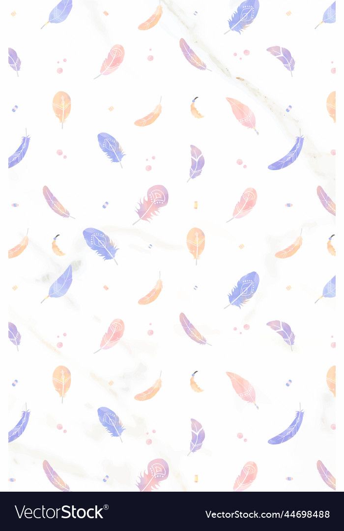 Pastel bohemian feather pattern background