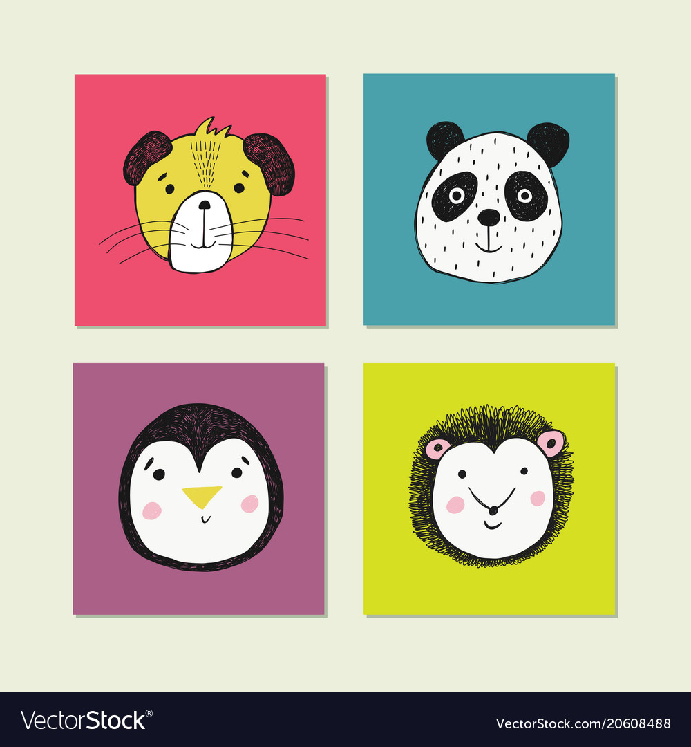 Poster with hand drawn funny animal face