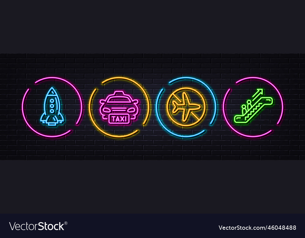 Rocket flight mode and taxi minimal line icons Vector Image Rocket flight mode and taxi minimal line icons