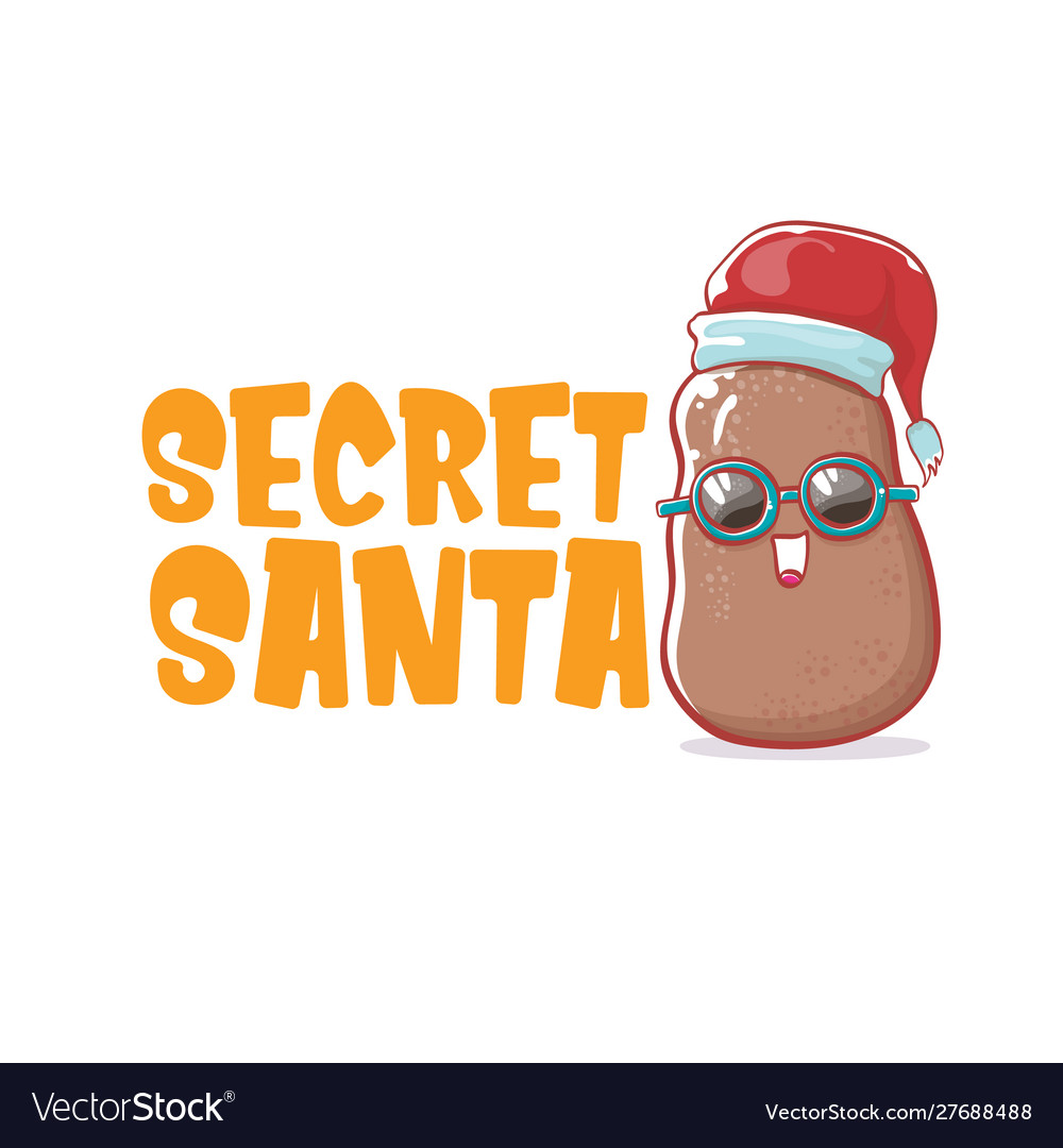 Secret santa claus label with funky brown cute