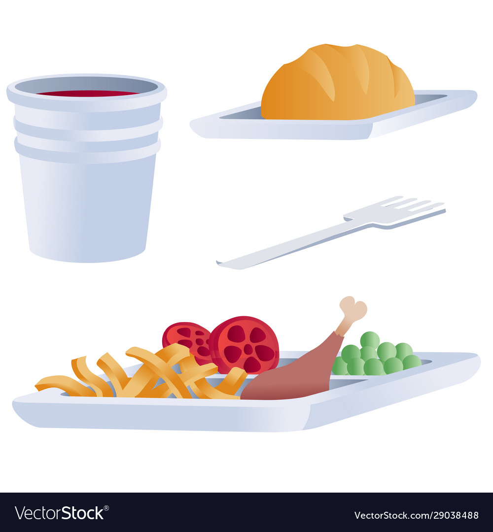 Set food for airplane isolated object