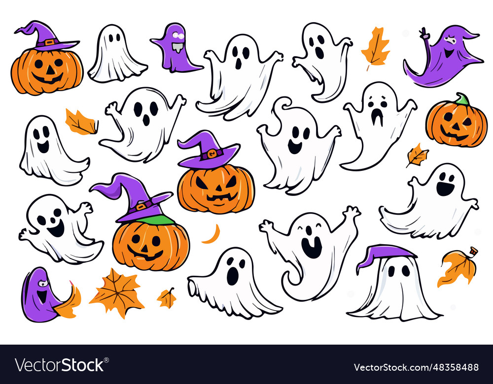 Set halloween ghosts