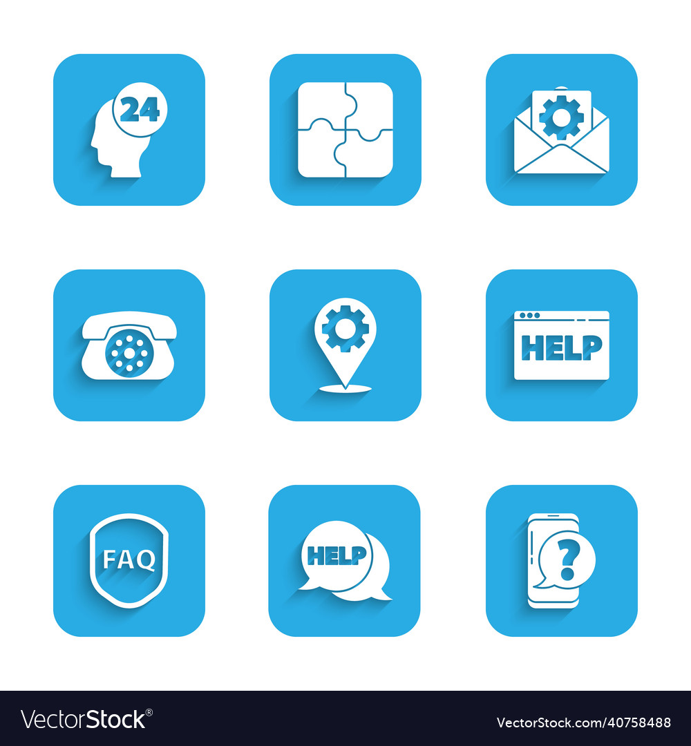 Set location with gear speech bubble text help vector image Set location with gear speech bubble text help