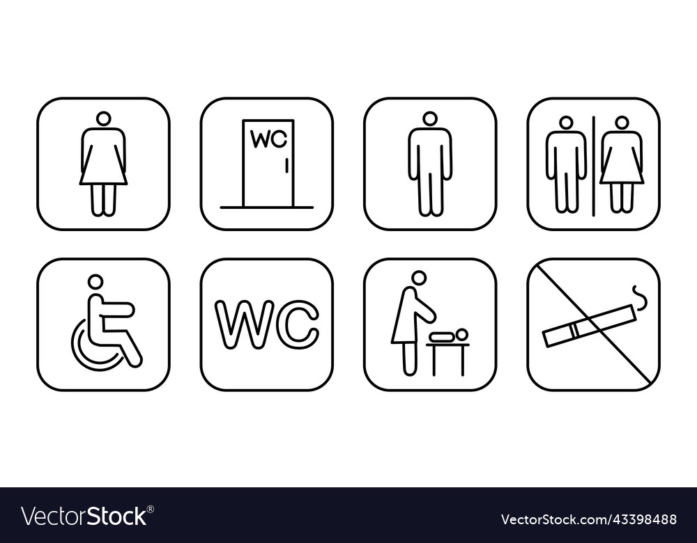Set toilet navigation icons wayfinding wc female vector image Set toilet navigation icons wayfinding wc female