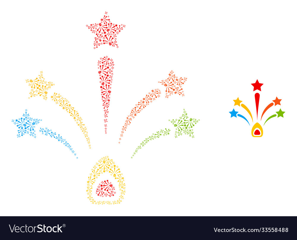 Star fireworks recursion mosaic self items vector image Star fireworks recursion mosaic self items