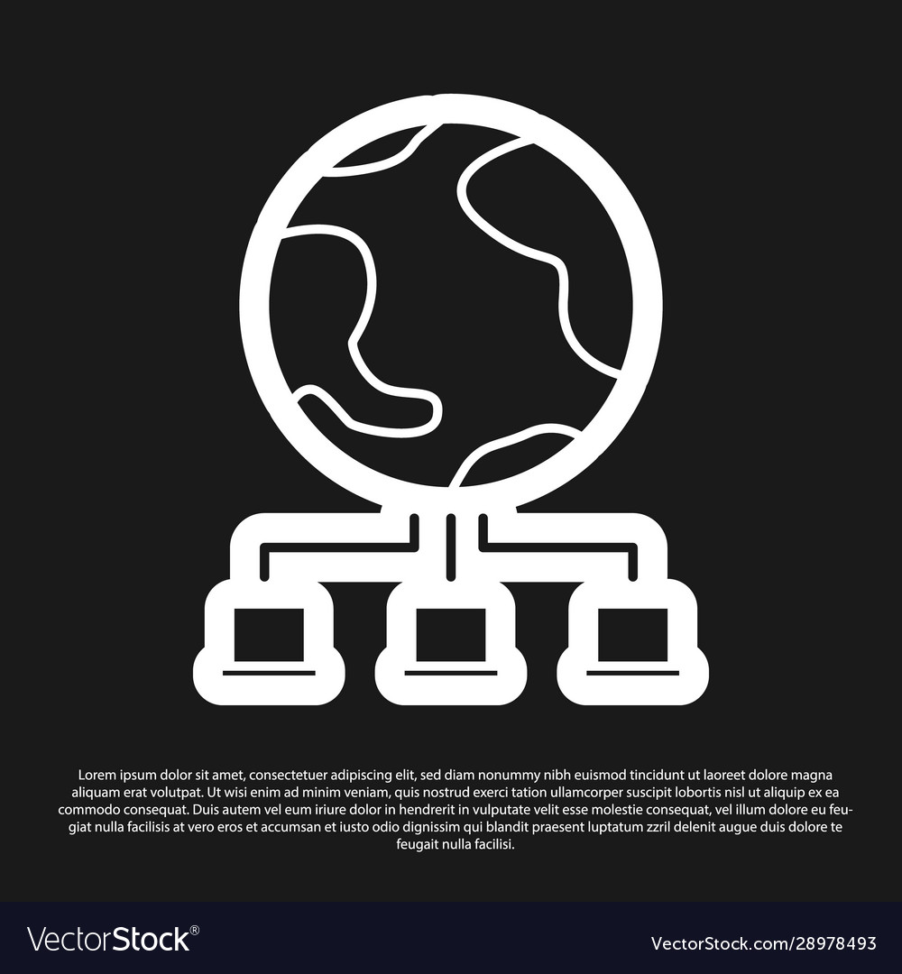 Black computer network icon isolated on