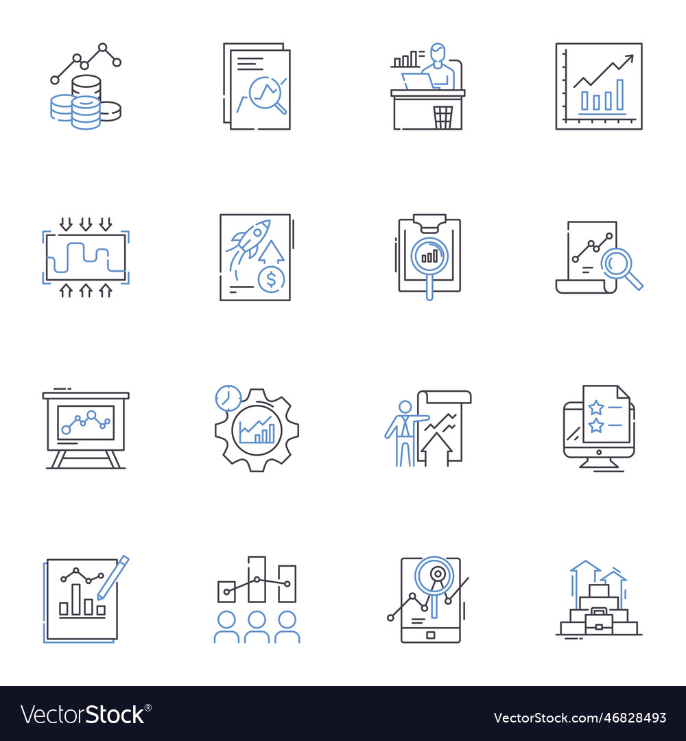 Correlational analysis line icons collection vector image Correlational analysis line icons collection