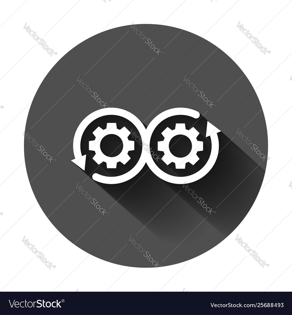 Development icon in flat style devops on black vector image Development icon in flat style devops on black