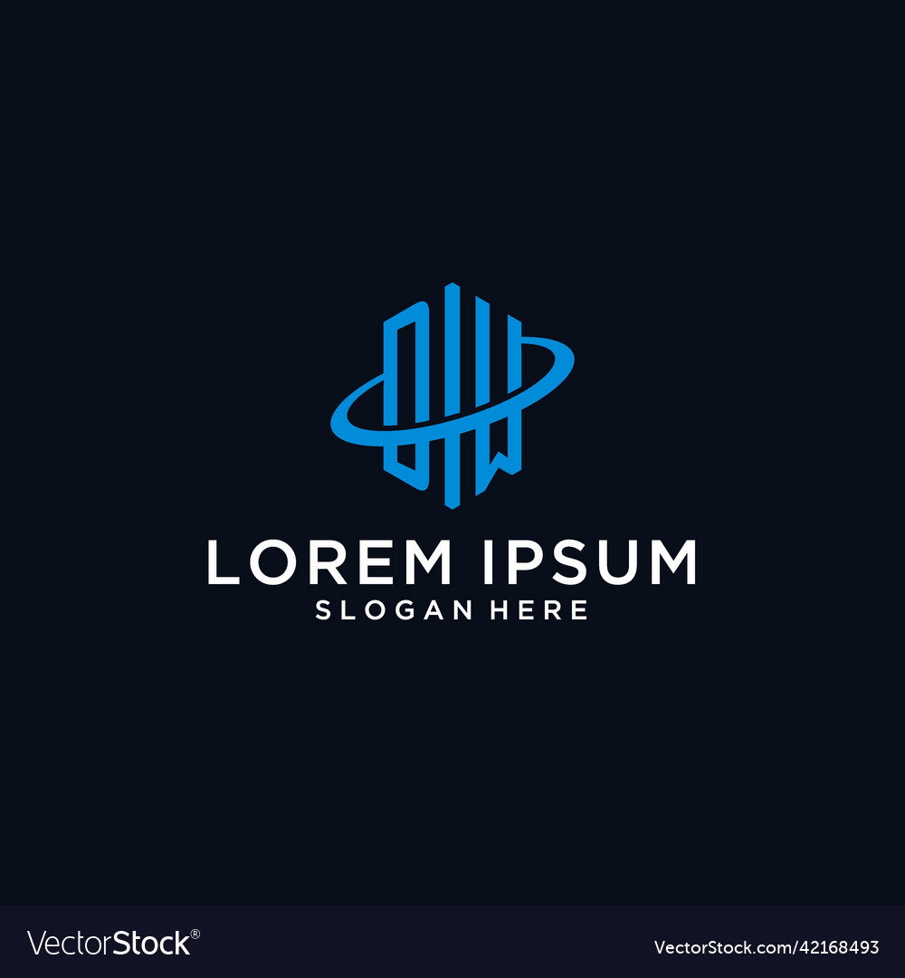 Dm initial monogram logo with hexagonal shape Vector Image Dm initial monogram logo with hexagonal shape
