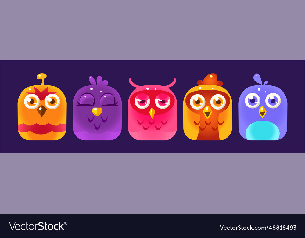 Funny birds app rounded icon for game design