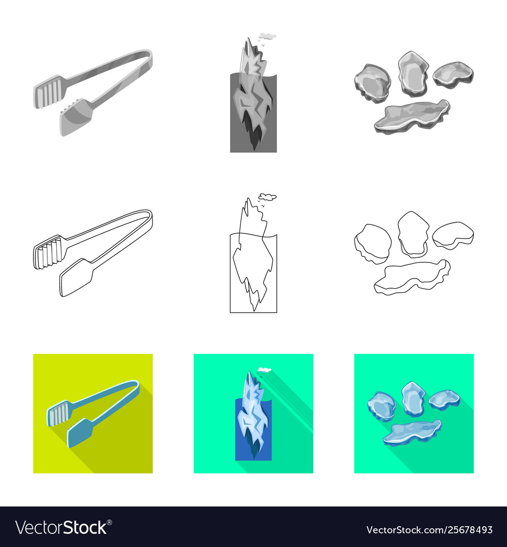 Isolated object texture and frozen sign set vector image Isolated object texture and frozen sign set