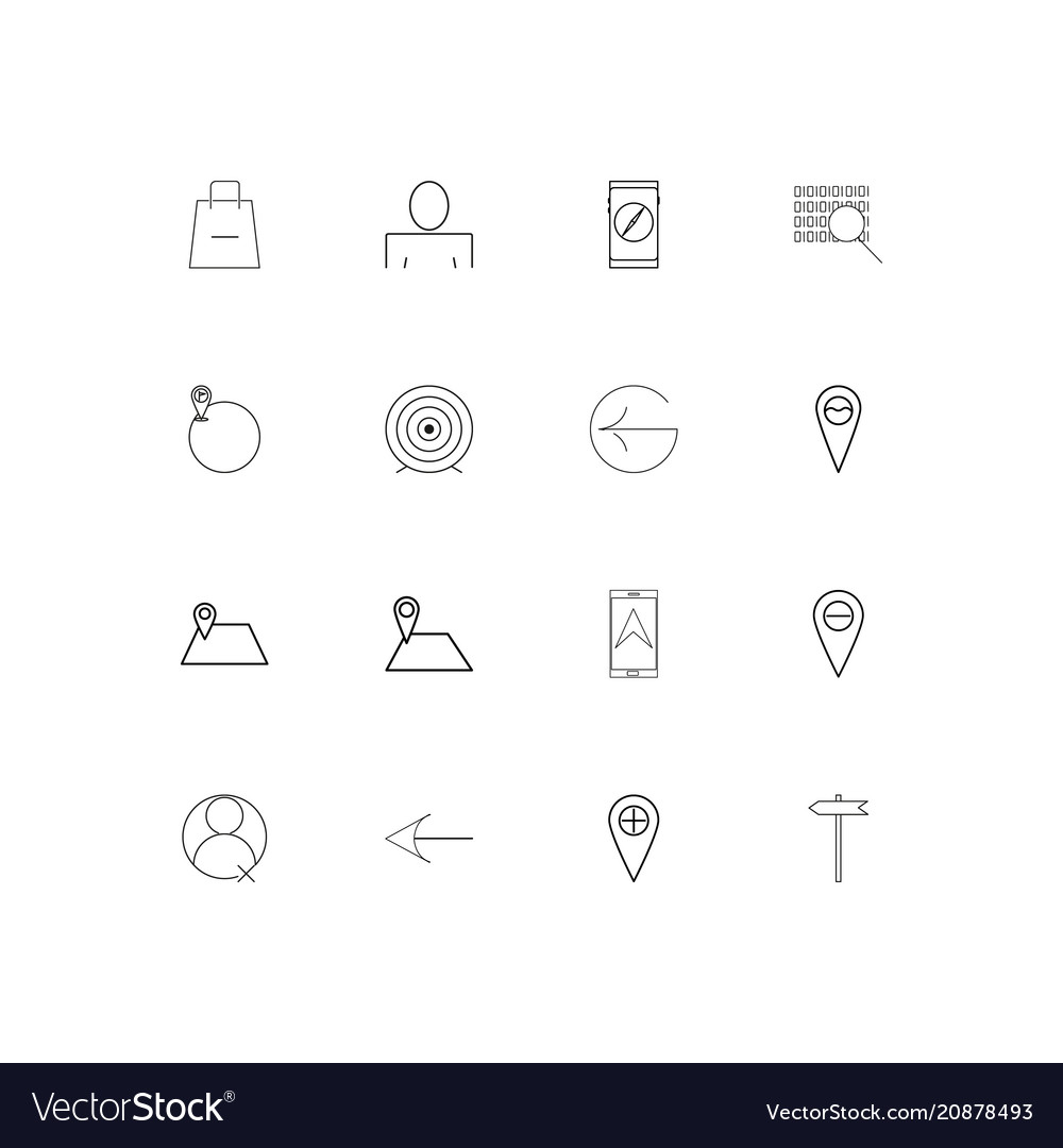 Maps and navigation linear thin icons set