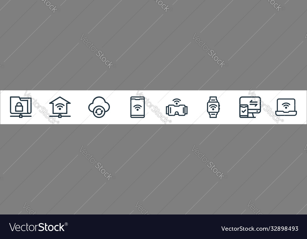 Network line icons linear set quality