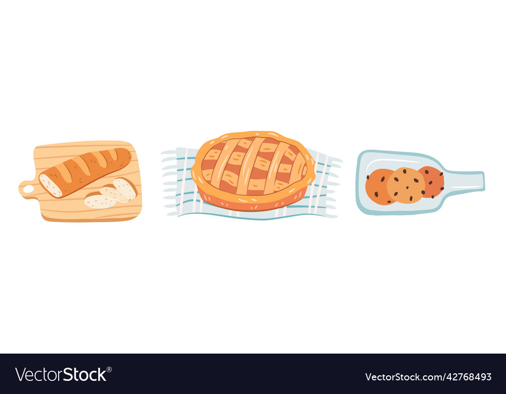 Pastry objects set isolated