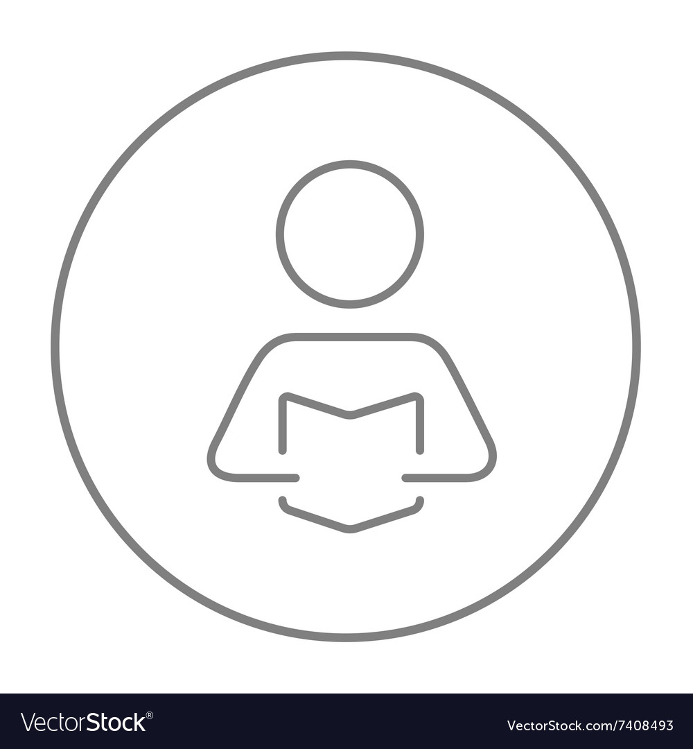 Reading Book Line Icon - Person