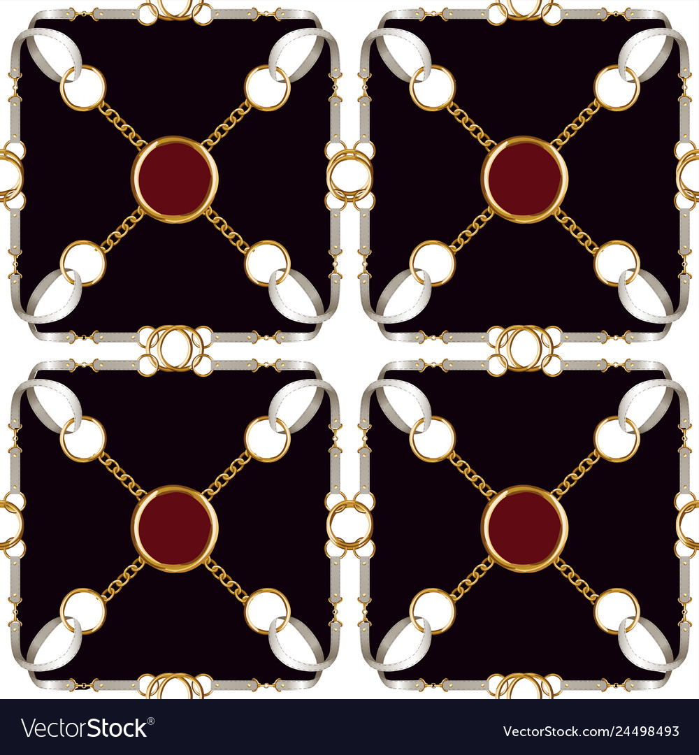 Seamless pattern with belts chain and braid