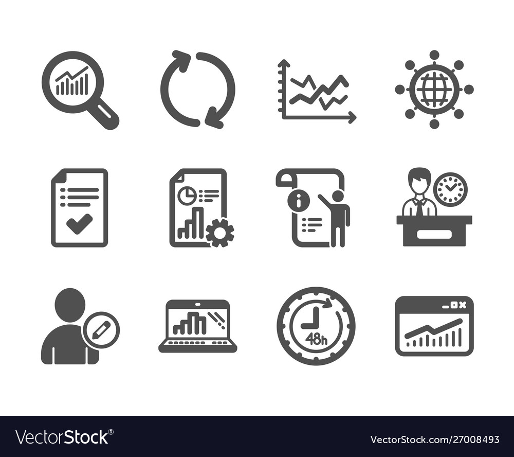Set technology icons such as 48 hours graph vector image Set technology icons such as 48 hours graph