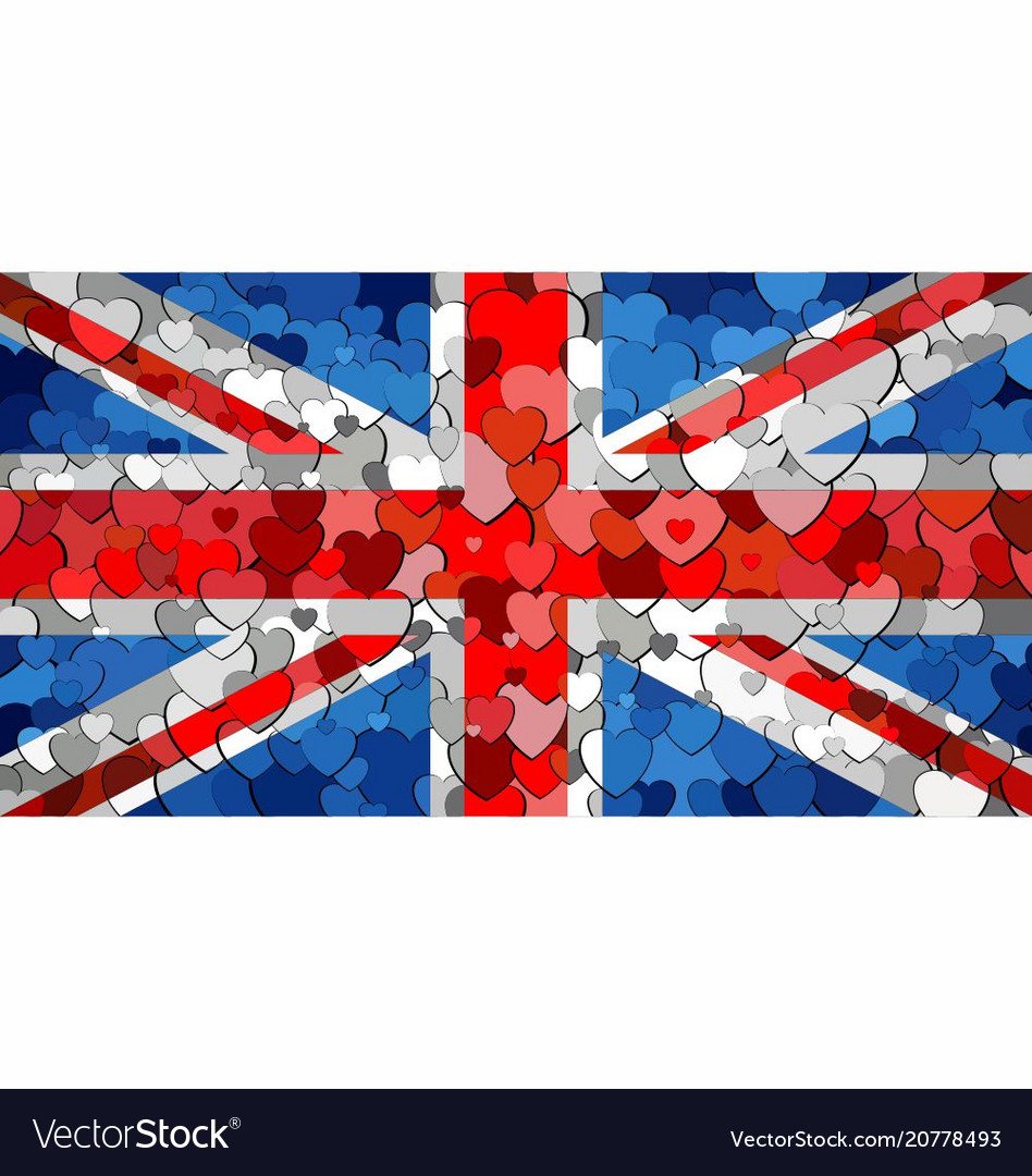 Nationale Flagge des Vereinigten Königreichs aus Herzen vector image Nationale Flagge des Vereinigten Königreichs aus Herzen