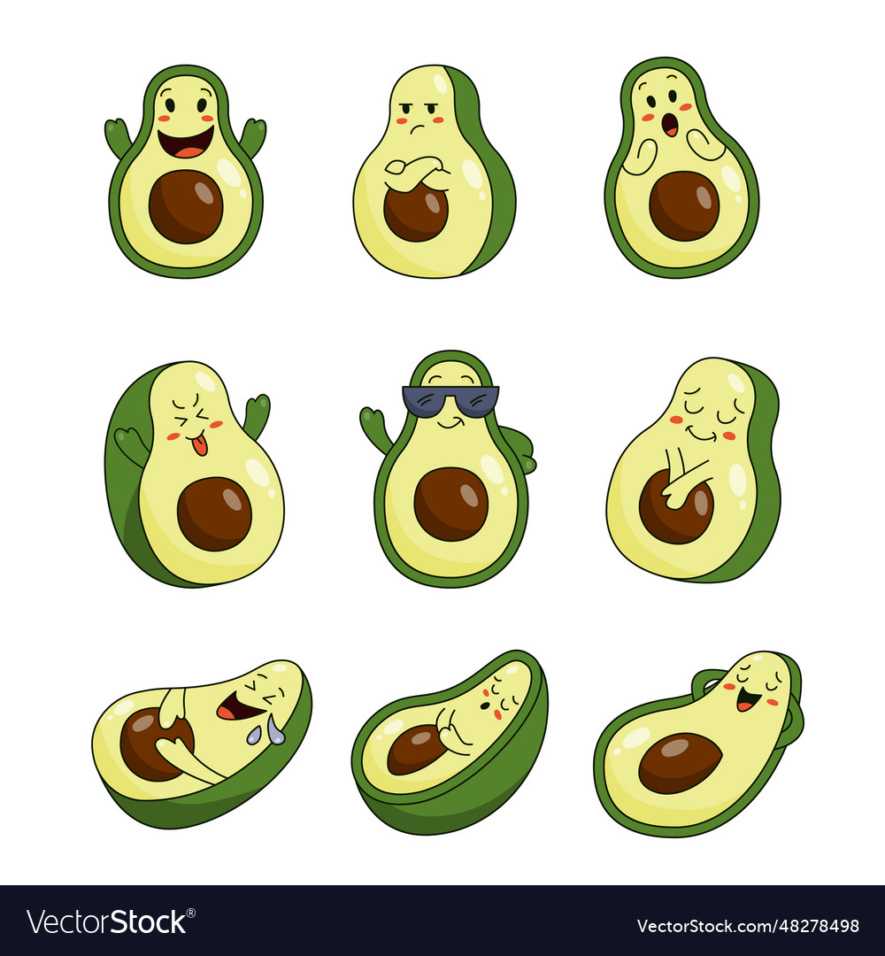 Avocado niedlichen Cartoon Charakter Frucht lustig