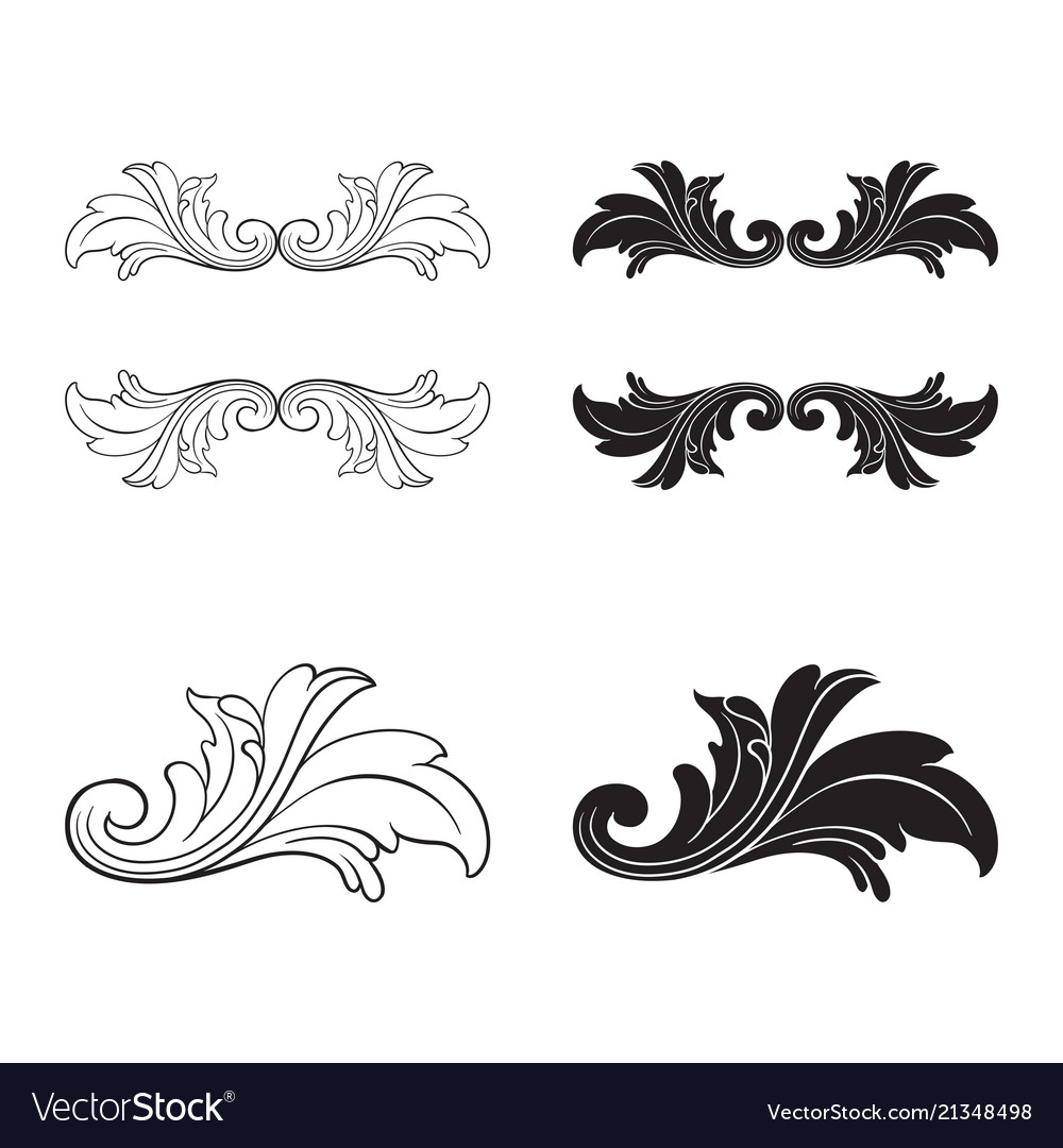 Baroque set vintage elements Royalty Free Vector Image