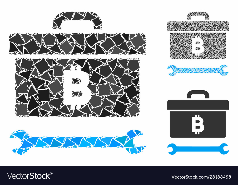 Bitcoin toolbox mosaic icon unequal items vector image Bitcoin toolbox mosaic icon unequal items