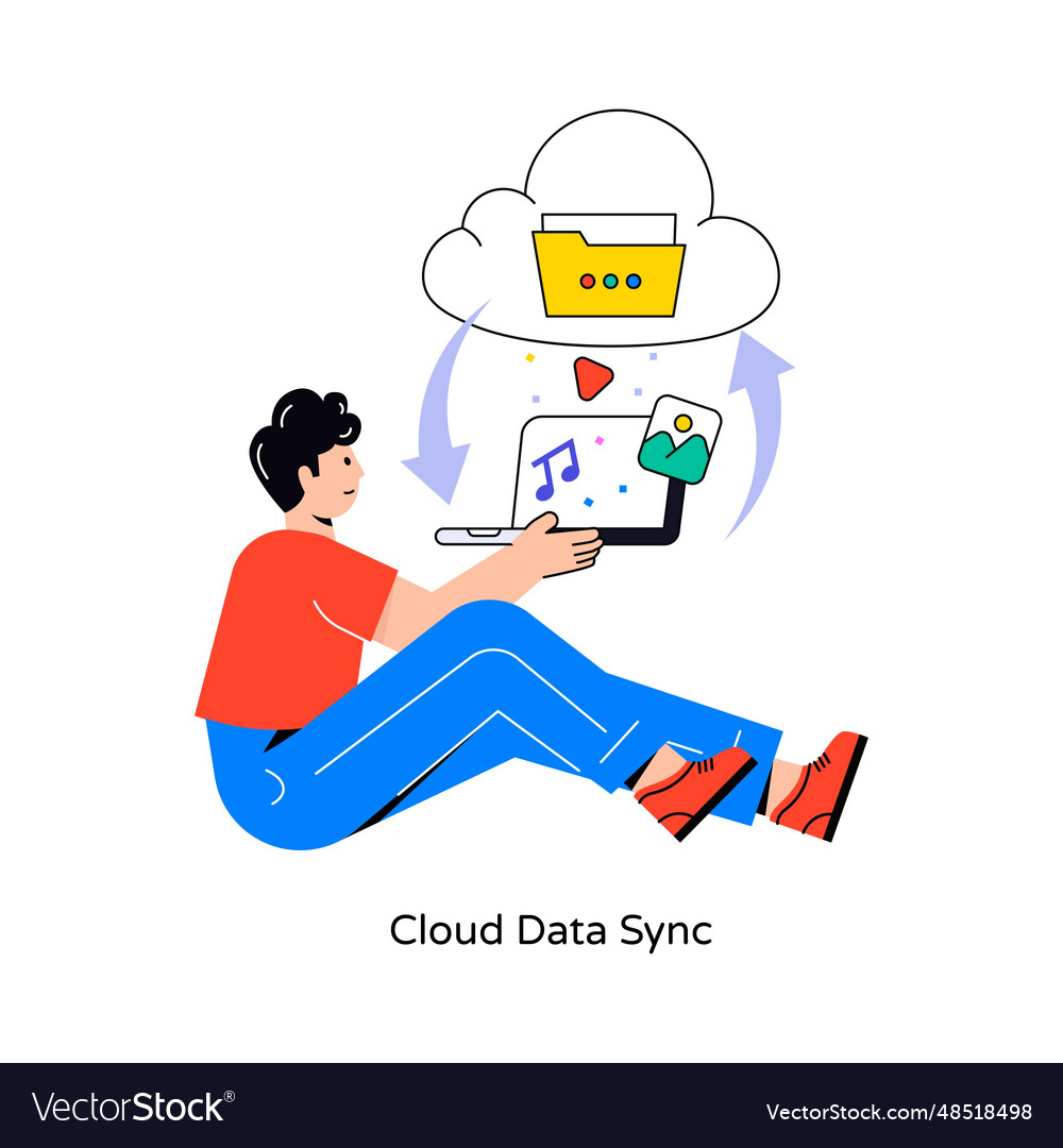 Cloud data sync flat style design