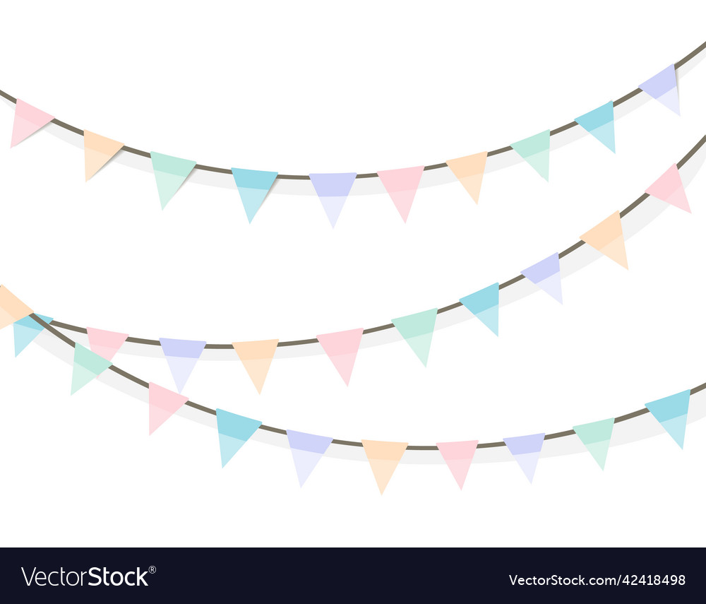 Colorful bunting and garland set birthday Vector Image