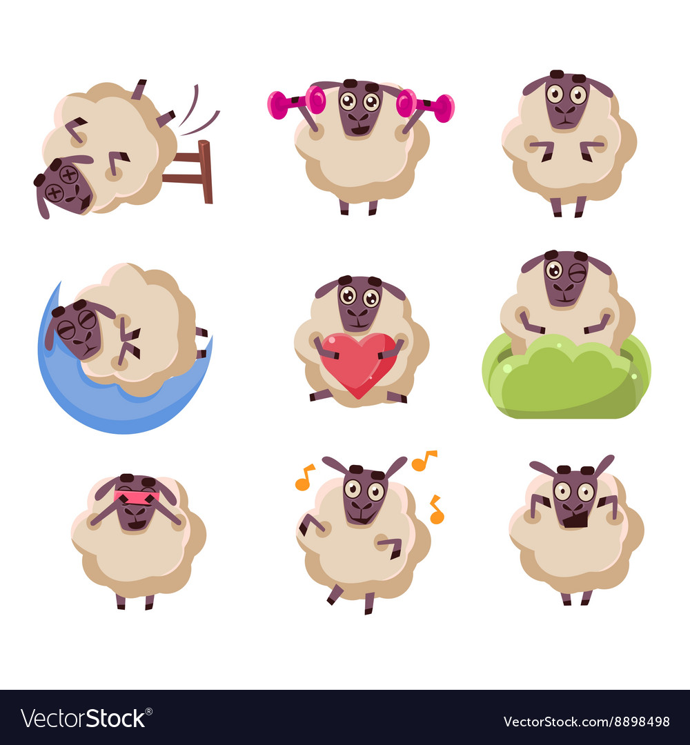 Cute Sheep Character Icons